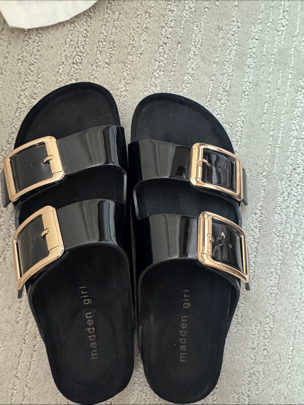 Madden Girl Bodiee Black Double-Buckle Sandals